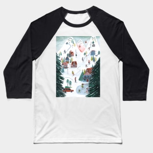 Ski Lodge cosy chalet skating snow village mountains Baseball T-Shirt